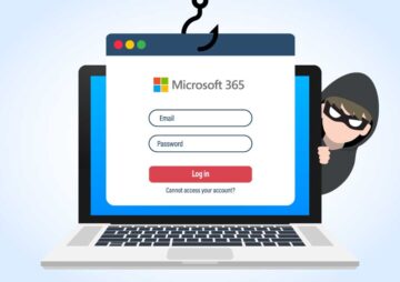 threat actor behind computer and Microsoft 365 logo
